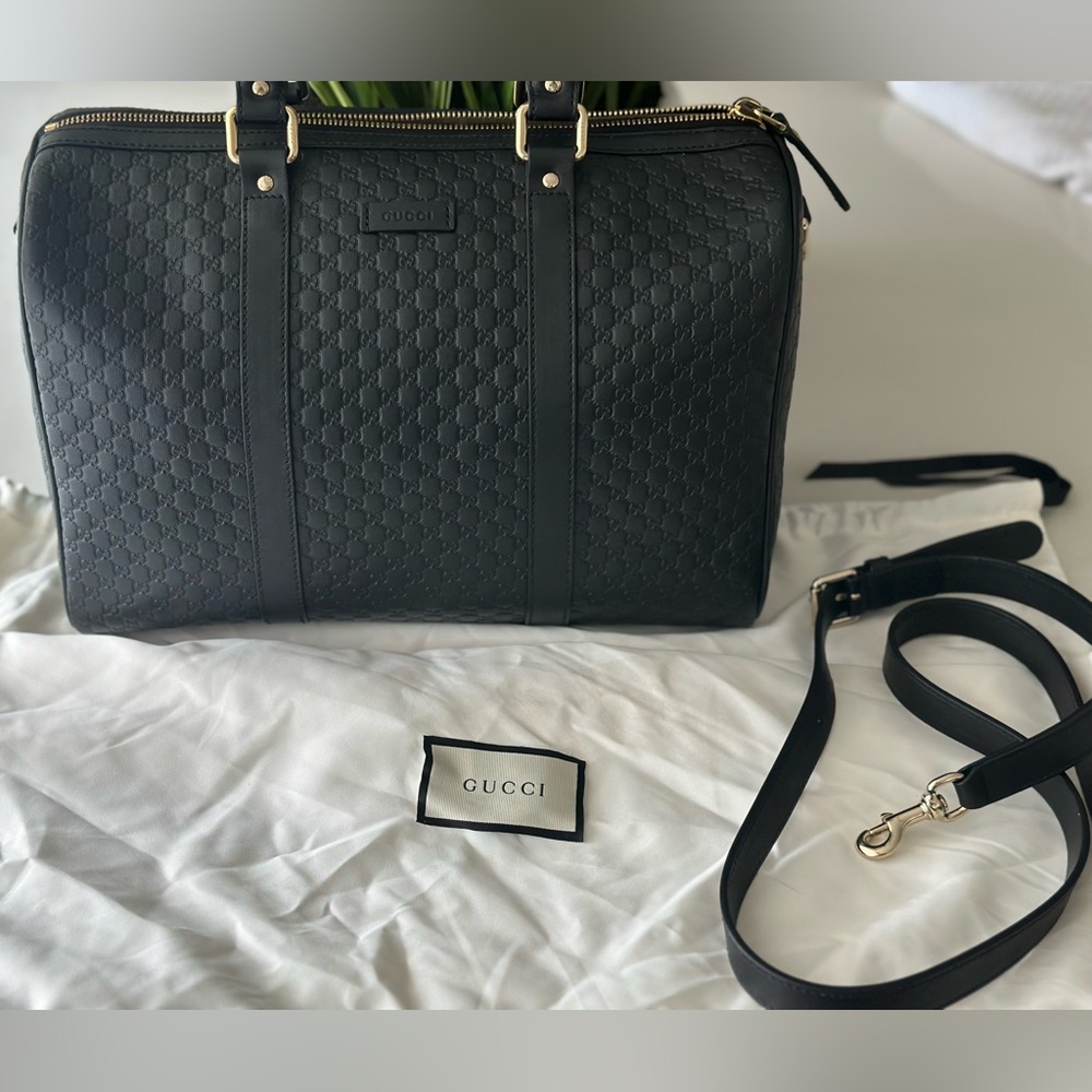 Gucci Black Joy Boston Bag with Iconic GG Monogram